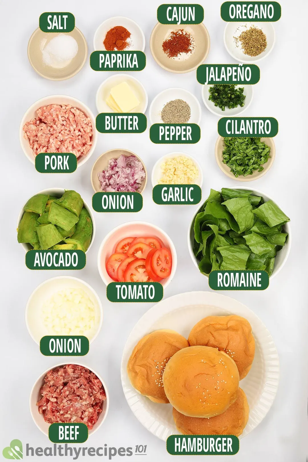 ingredients list for avocado burger