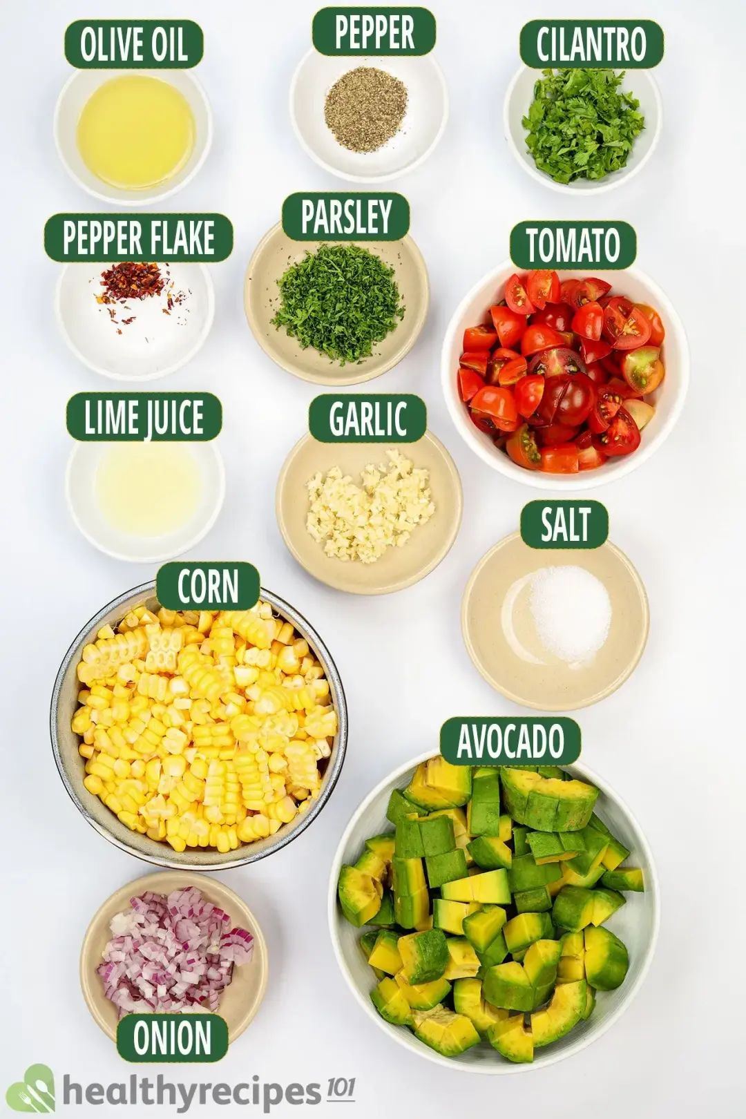 Ingredients for Avocado Corn Salad