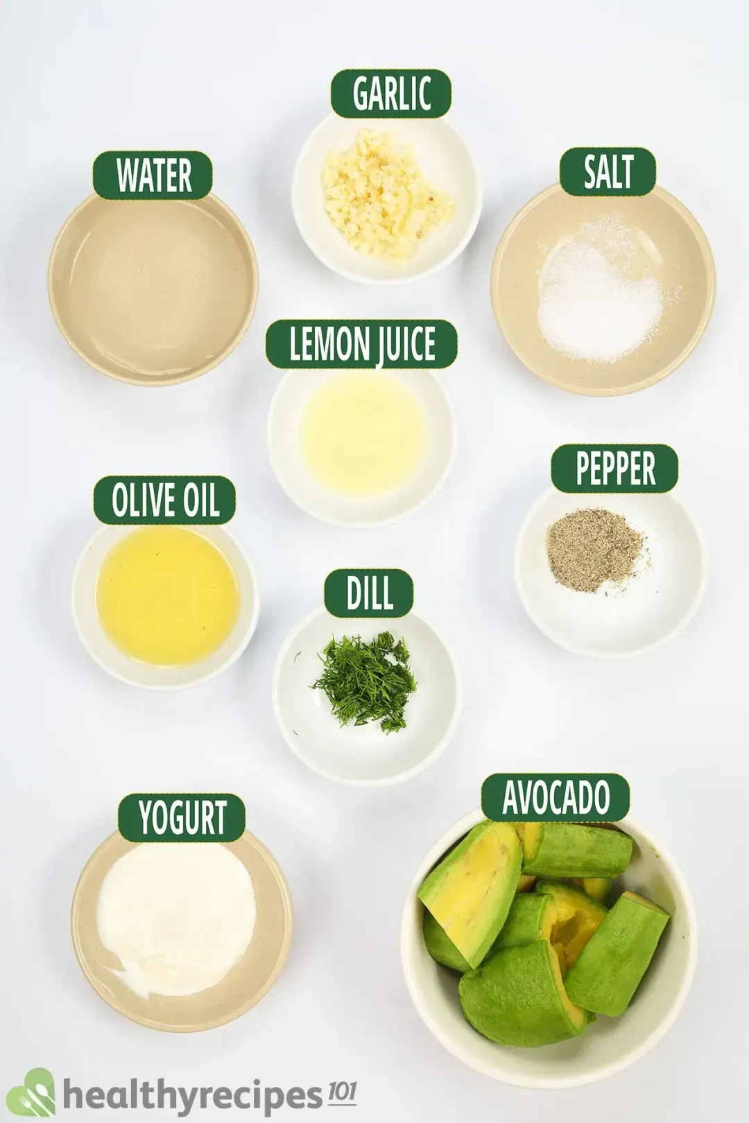 Ingredients for Avocado Dressing