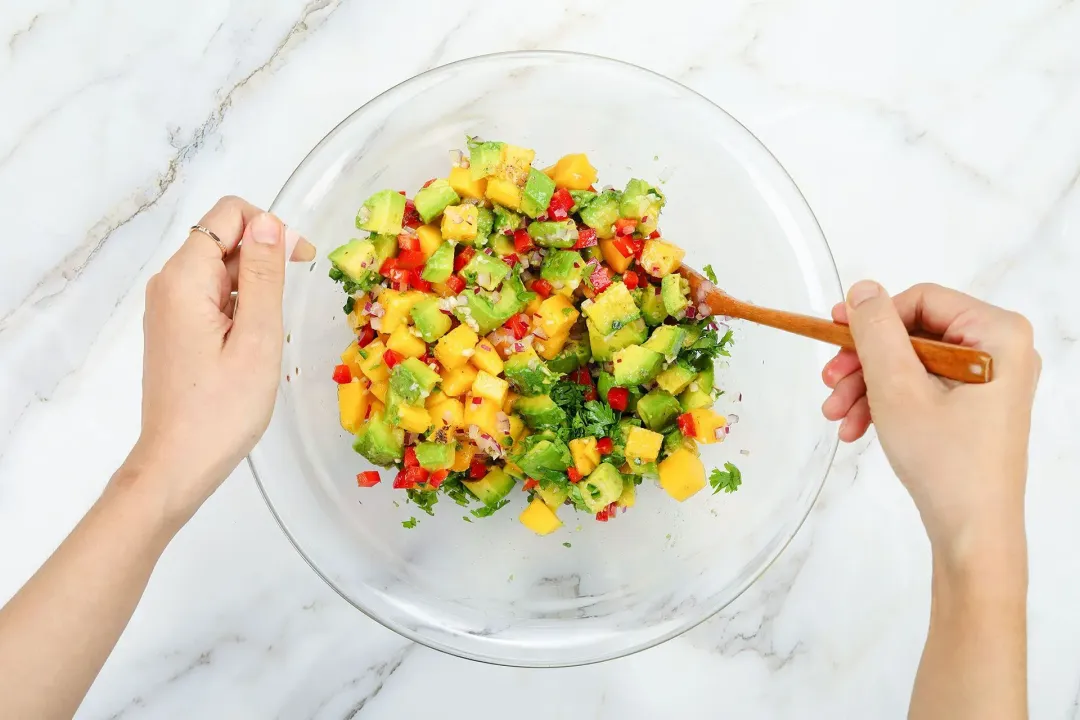 step 2 How to make mango avocado salsa