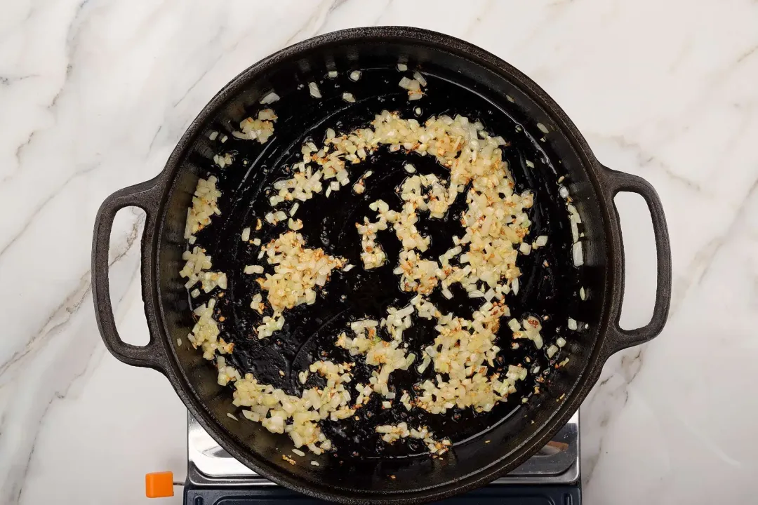 3 Cook the onions for ground beef and broccoli