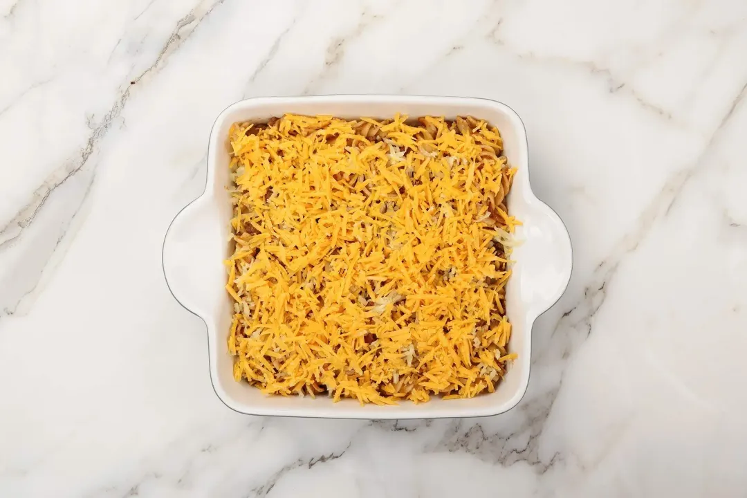 7 Top with cheese and bake ground beef casserole