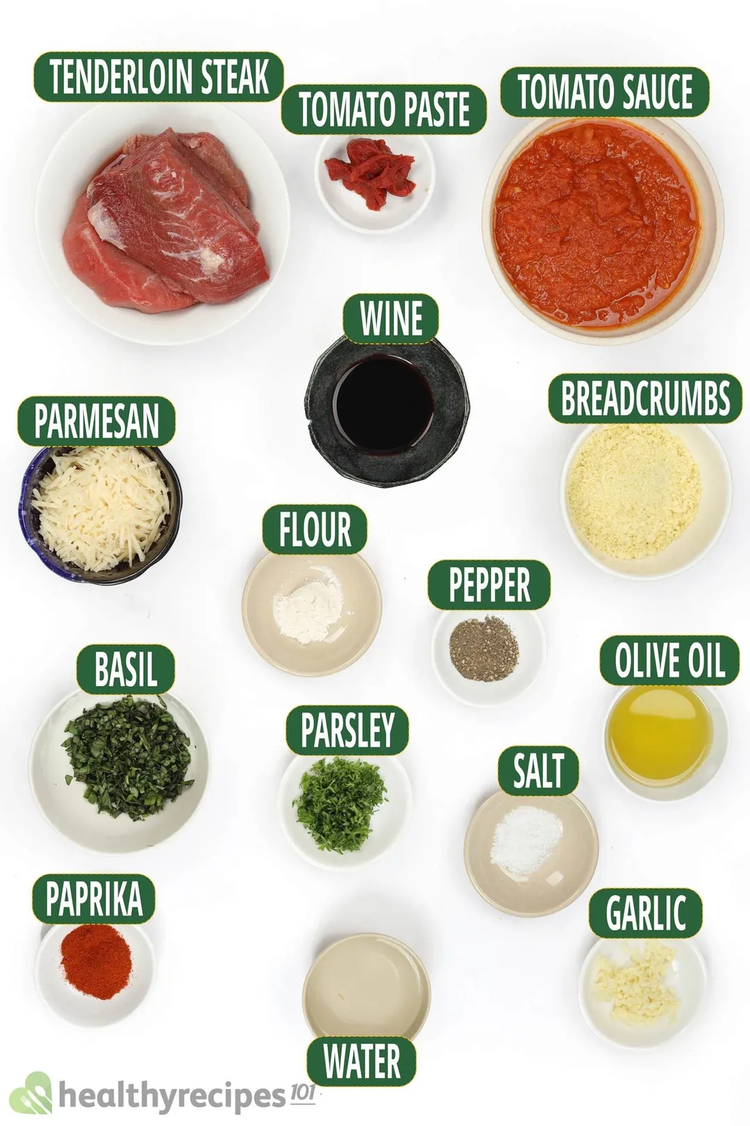 ingredient bowls for beef braciole