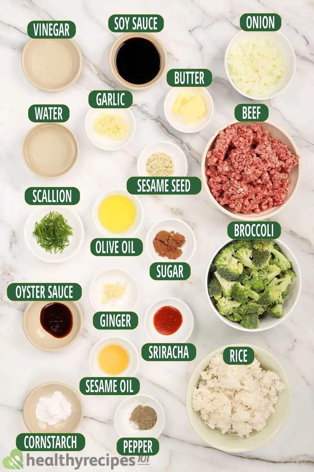 Ground Beef and Broccoli Ingredients