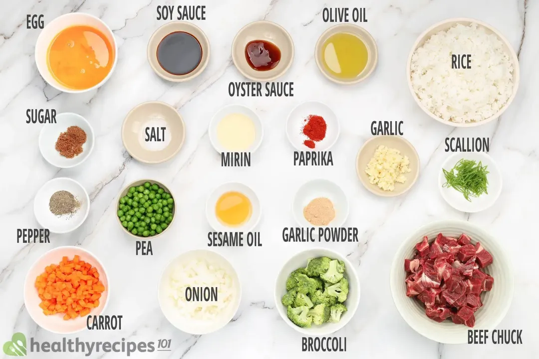 ingredients for beef fried rice
