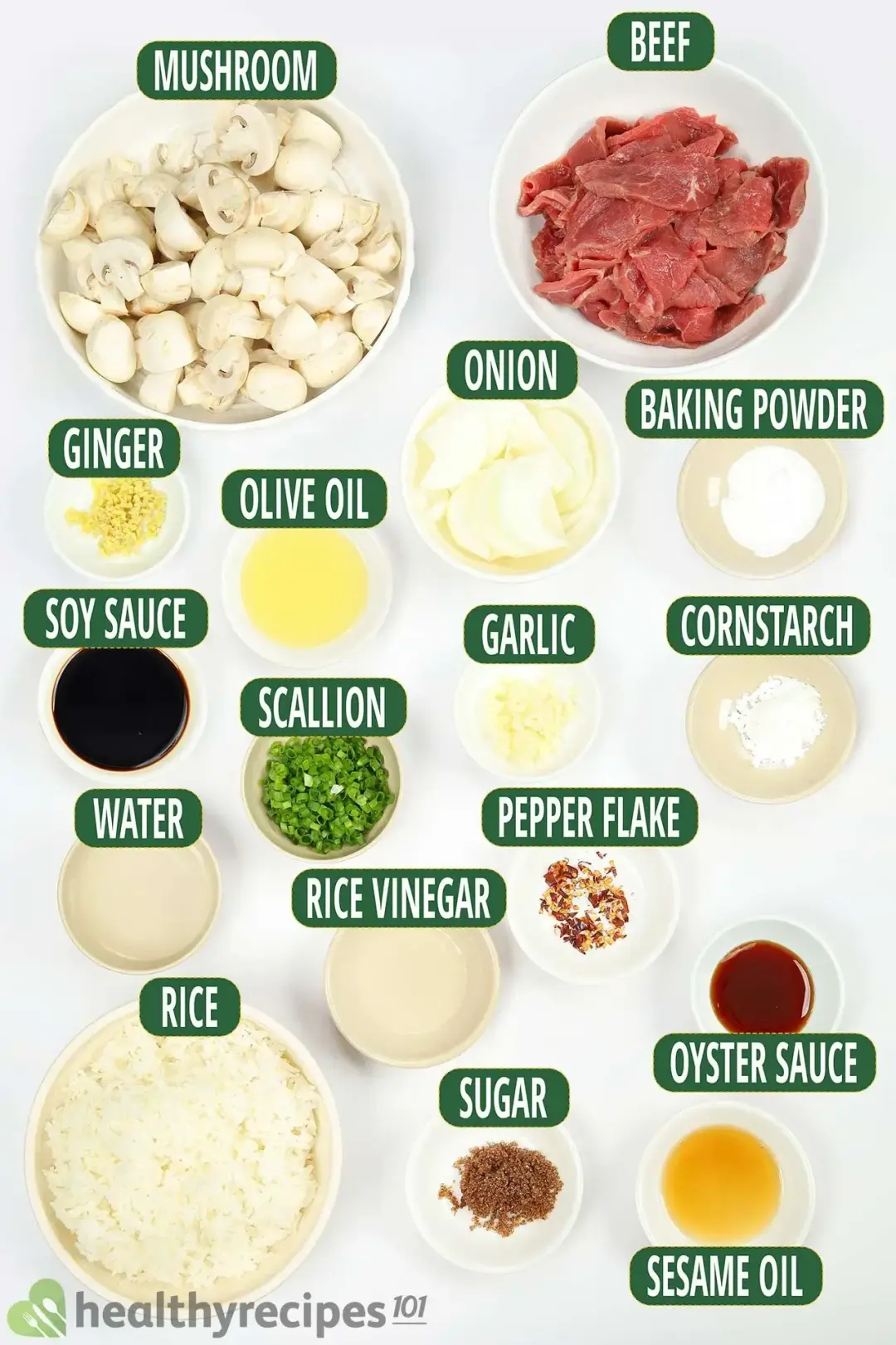 Ingredients for Beef and Mushrooms