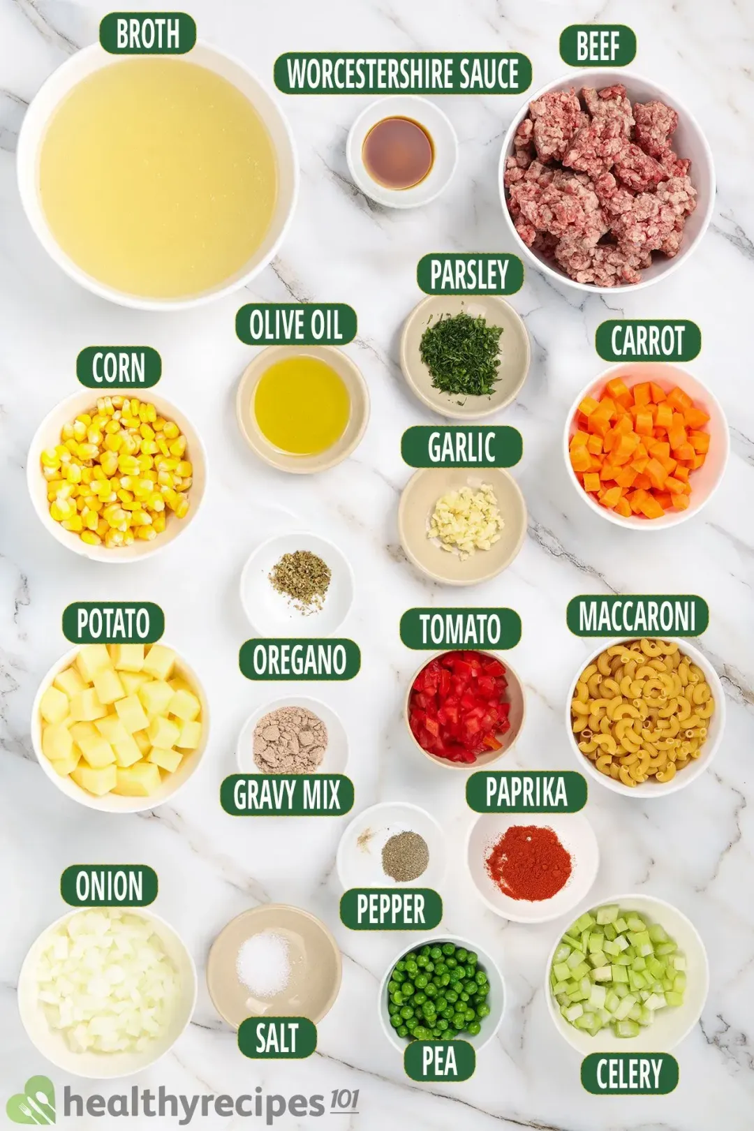 Ingredients for Hamburger Soup