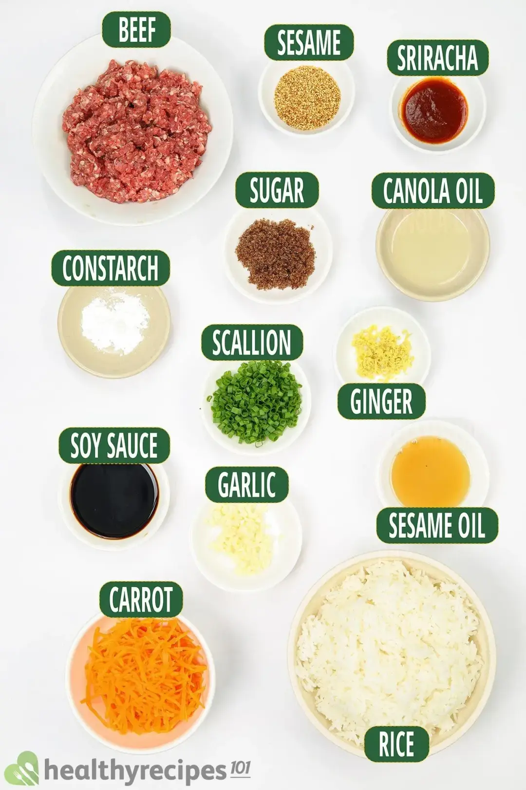 Ingredients for Korean Beef Bowl
