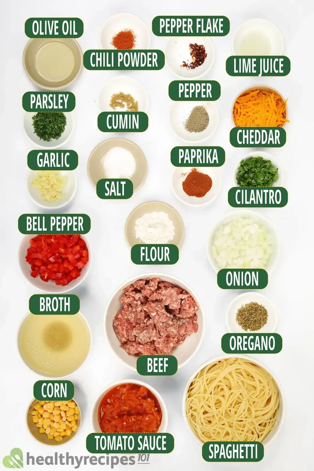 Ingredients for Mexican Spaghetti