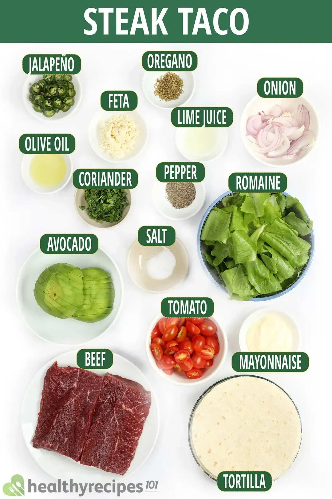 ingredients for Steak Taco