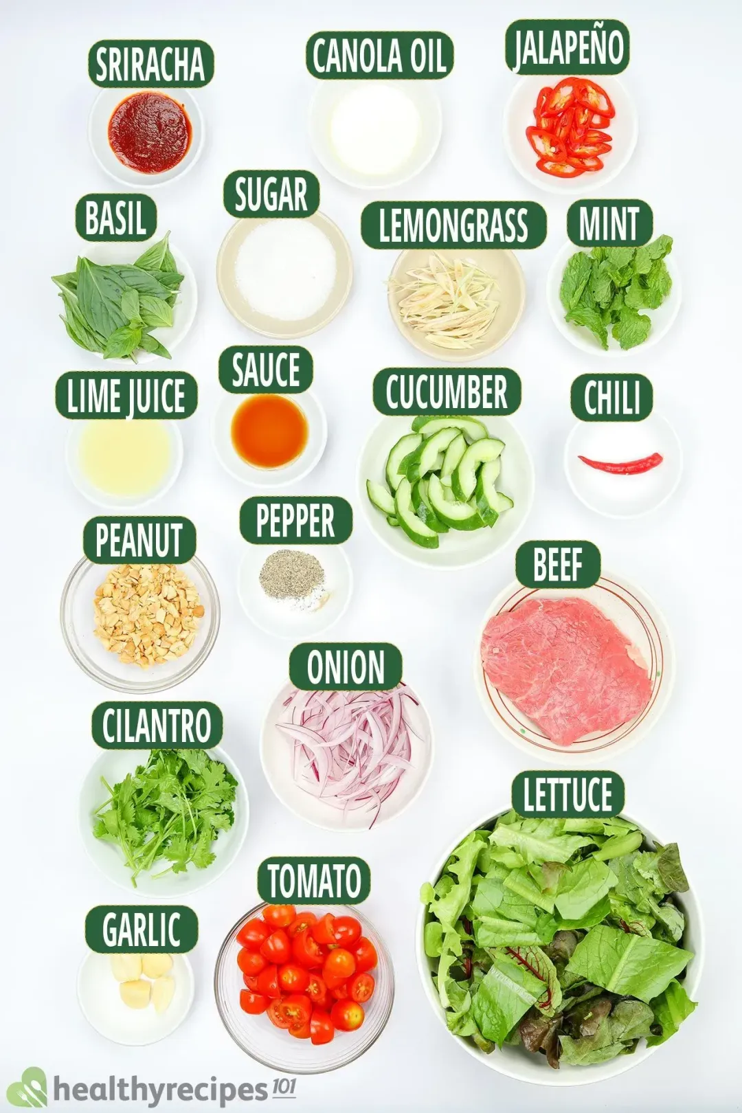 Ingredients for Thai Beef Salad
