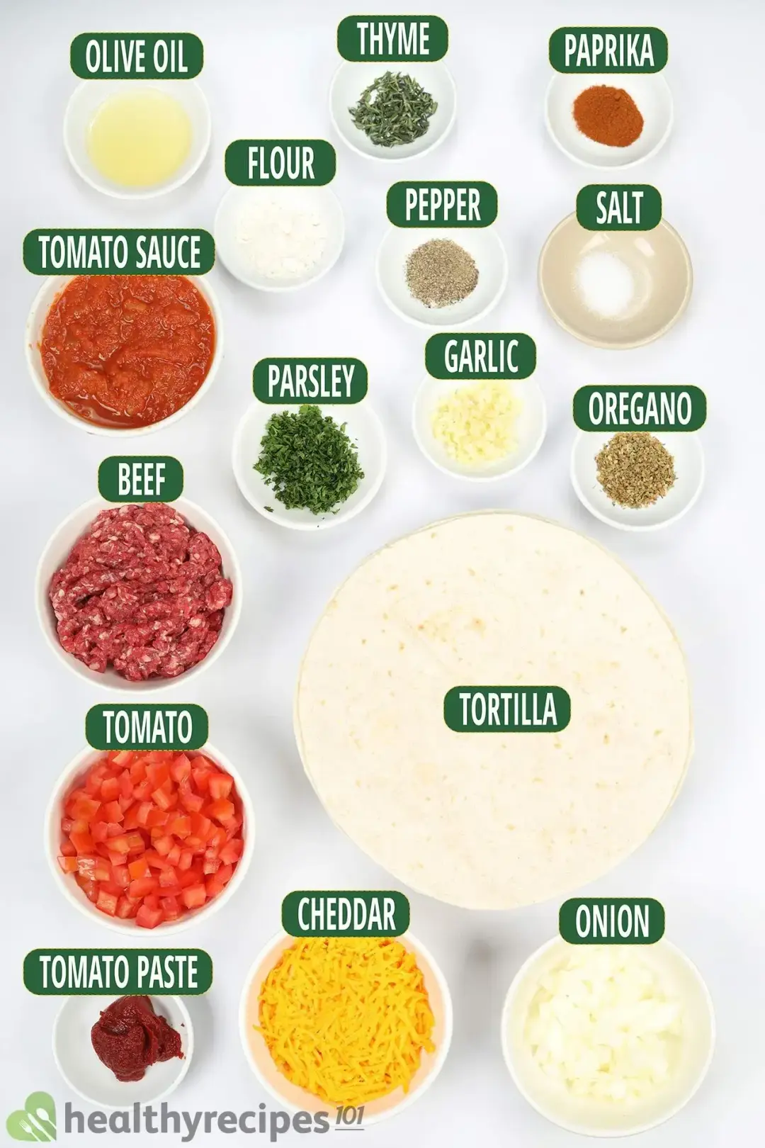 ingredients for tortilla pie