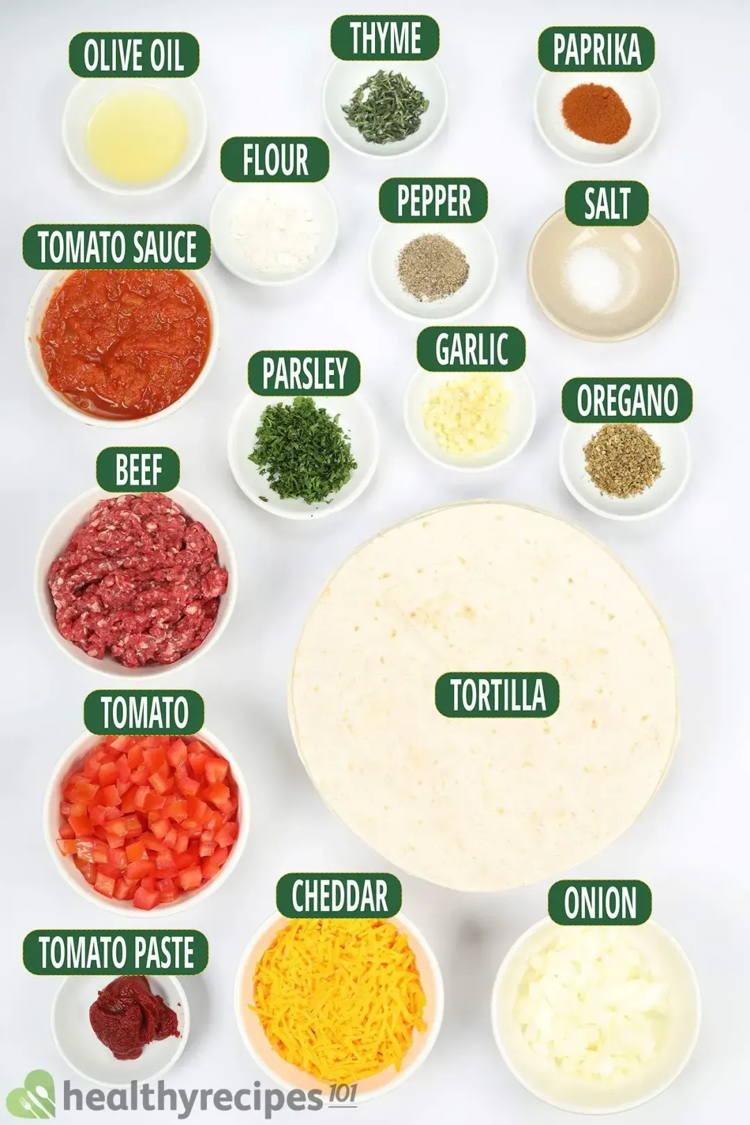 ingredients for tortilla pie