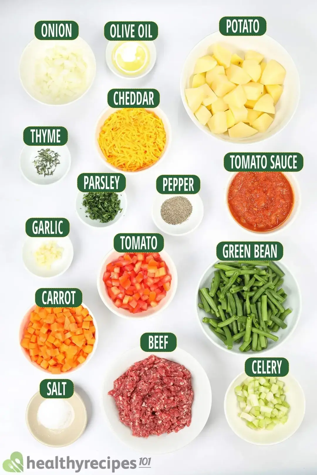 Ingredients for Vegetable Beef Casserole