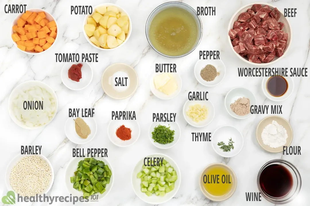 Instant Pot Beef Barley Soup Ingredients