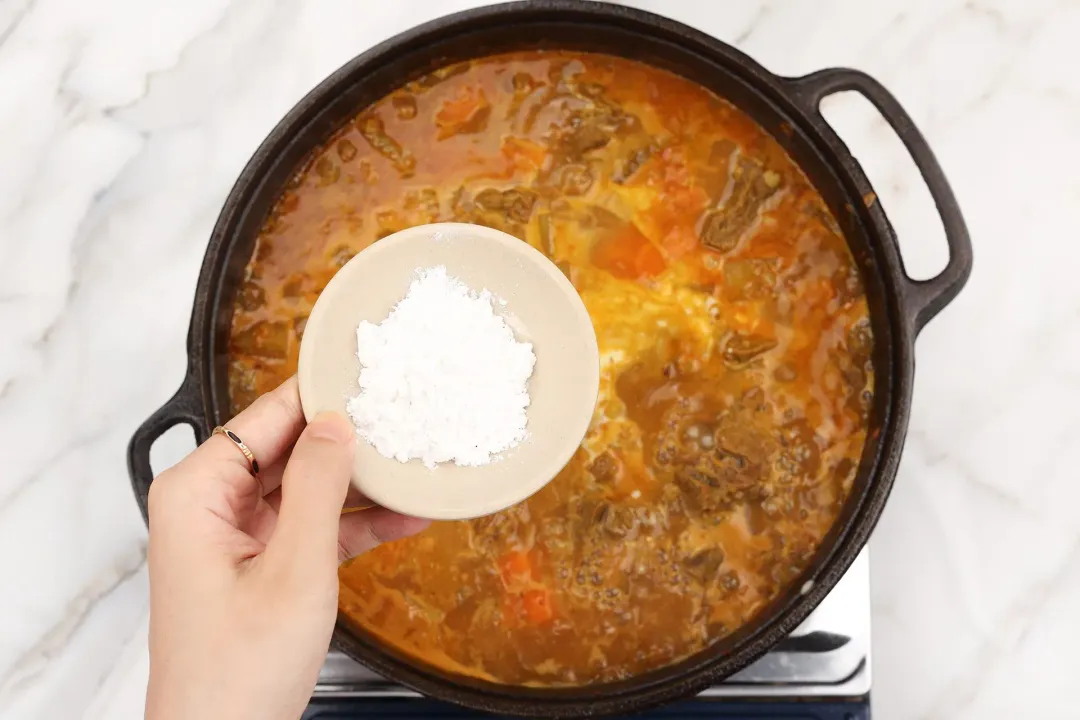 Stir in the cornstarch Continuously simmer until the beef is tender