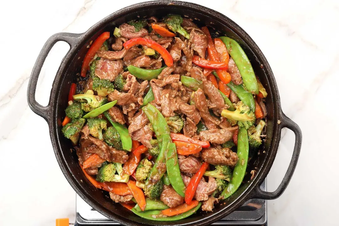 Toss the sauce beef stir fry