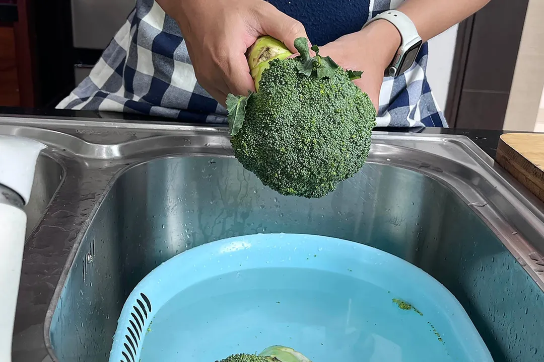 two hand holds a broccoli