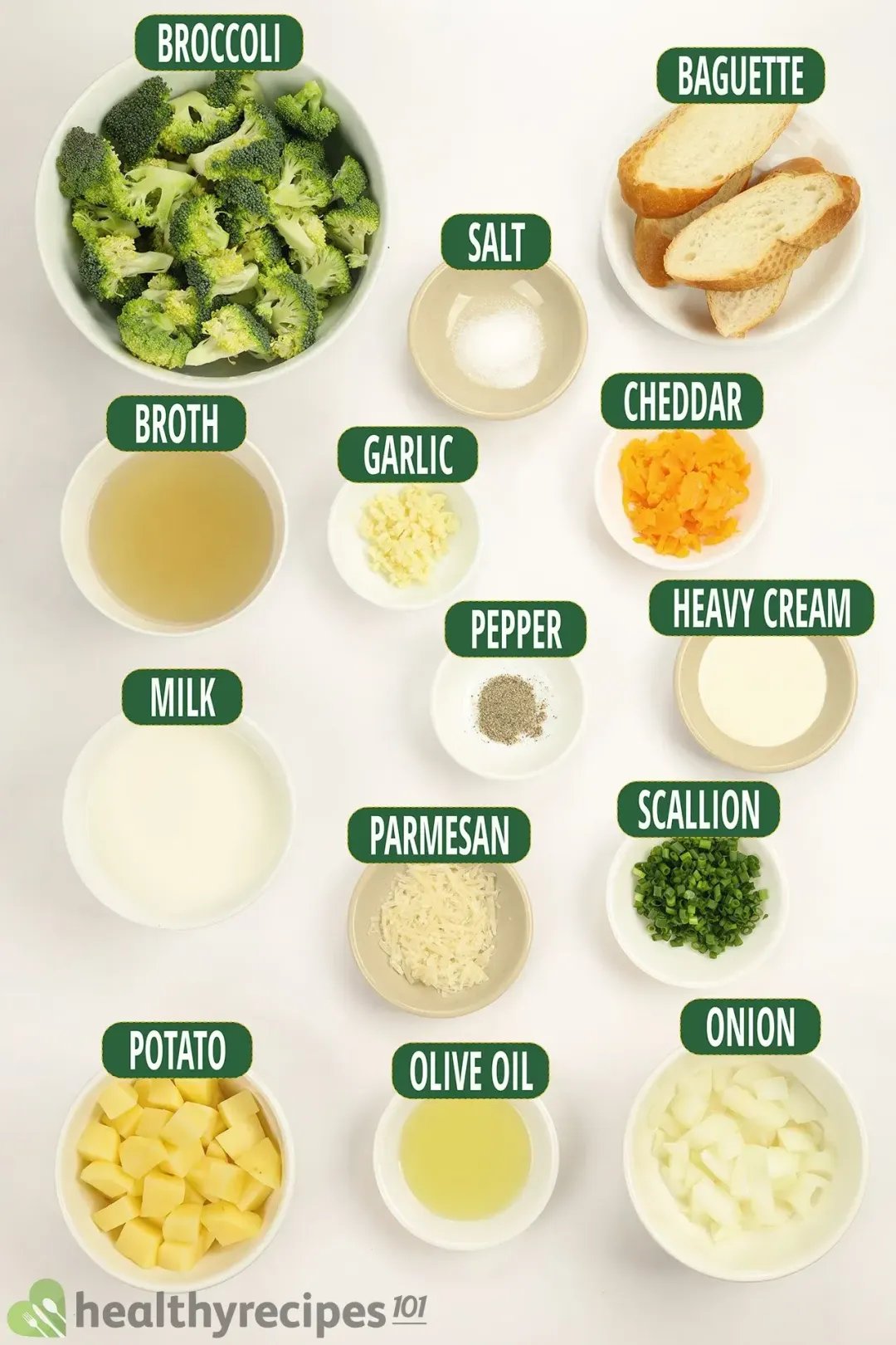 Ingredients for Broccoli Cheese Soup