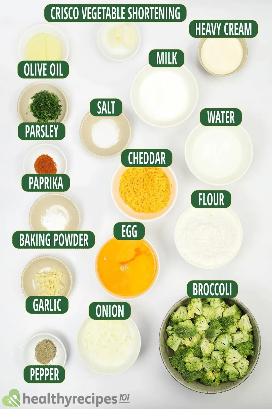 Ingredients for Broccoli Quiche