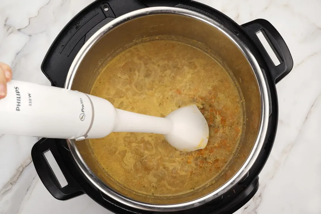 step 4 how to make broccoli cheddar soup in the instant pot