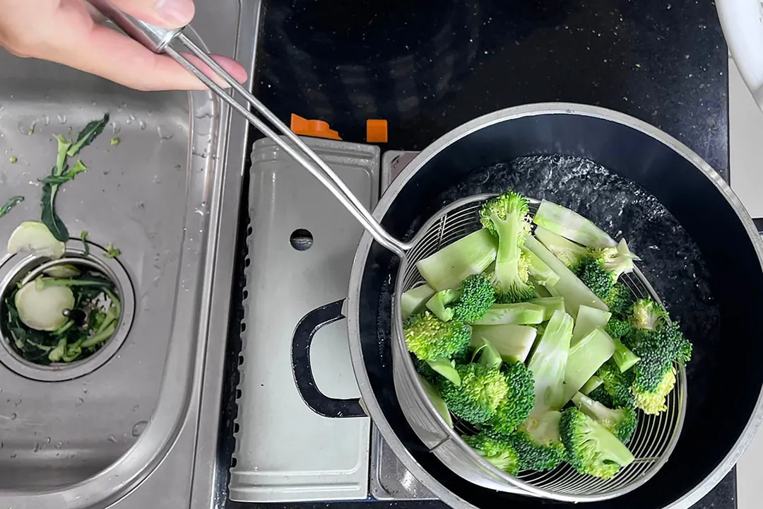transfer out the broccoli from a pot