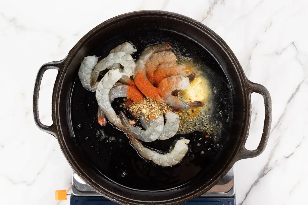 2 Season and sear the shrimp Cauliflower Alfredo