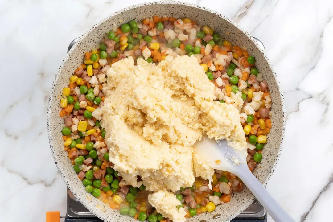 Add the cauliflower to make rice