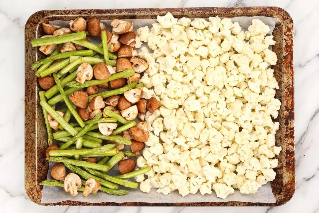 Bake the cauliflower and vegetables