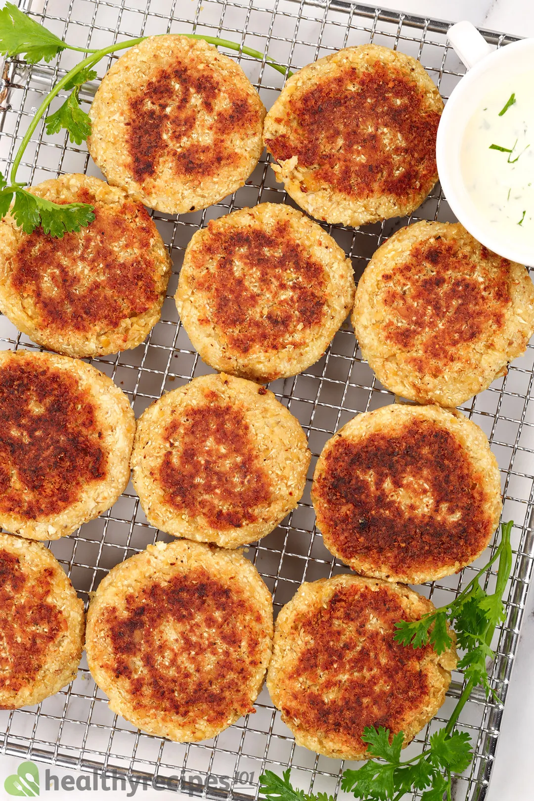 cauliflower patties on a baking sheet