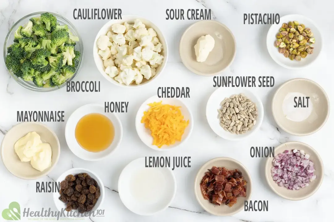 Ingredients for Broccoli Cauliflower Salad