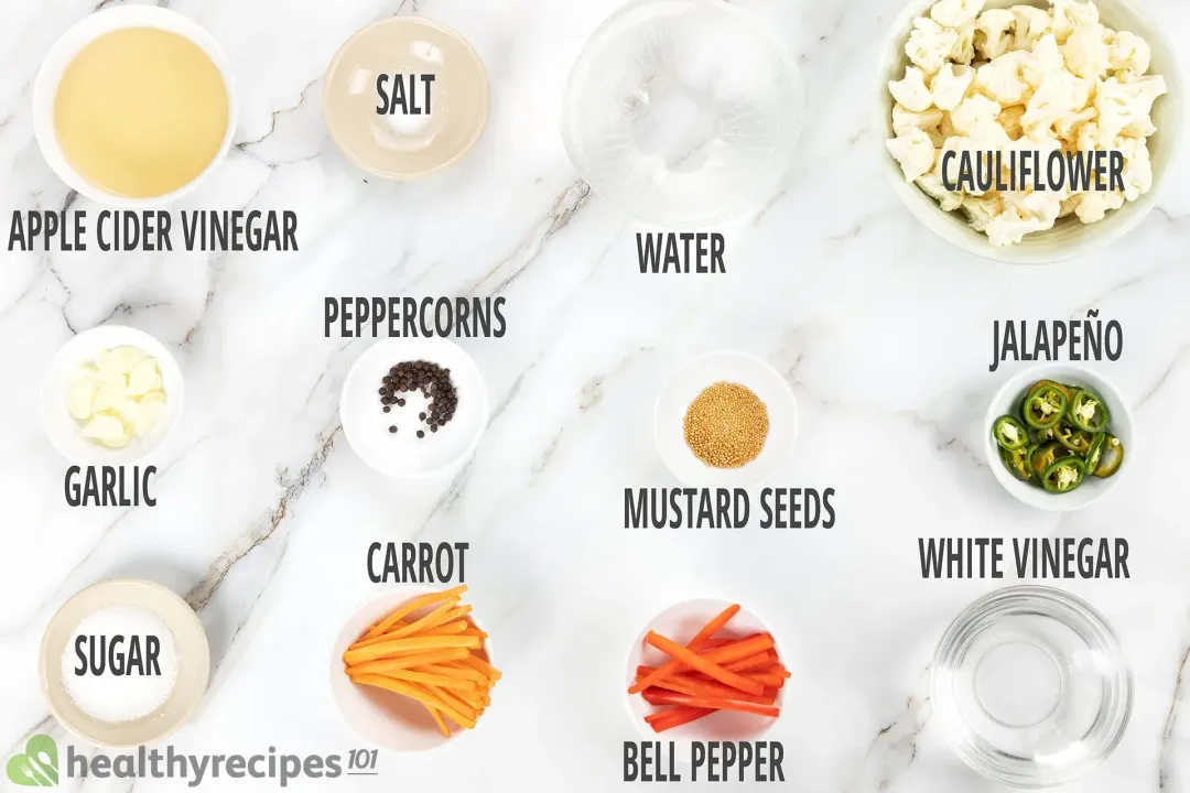 ingredients for pickled cauliflower 