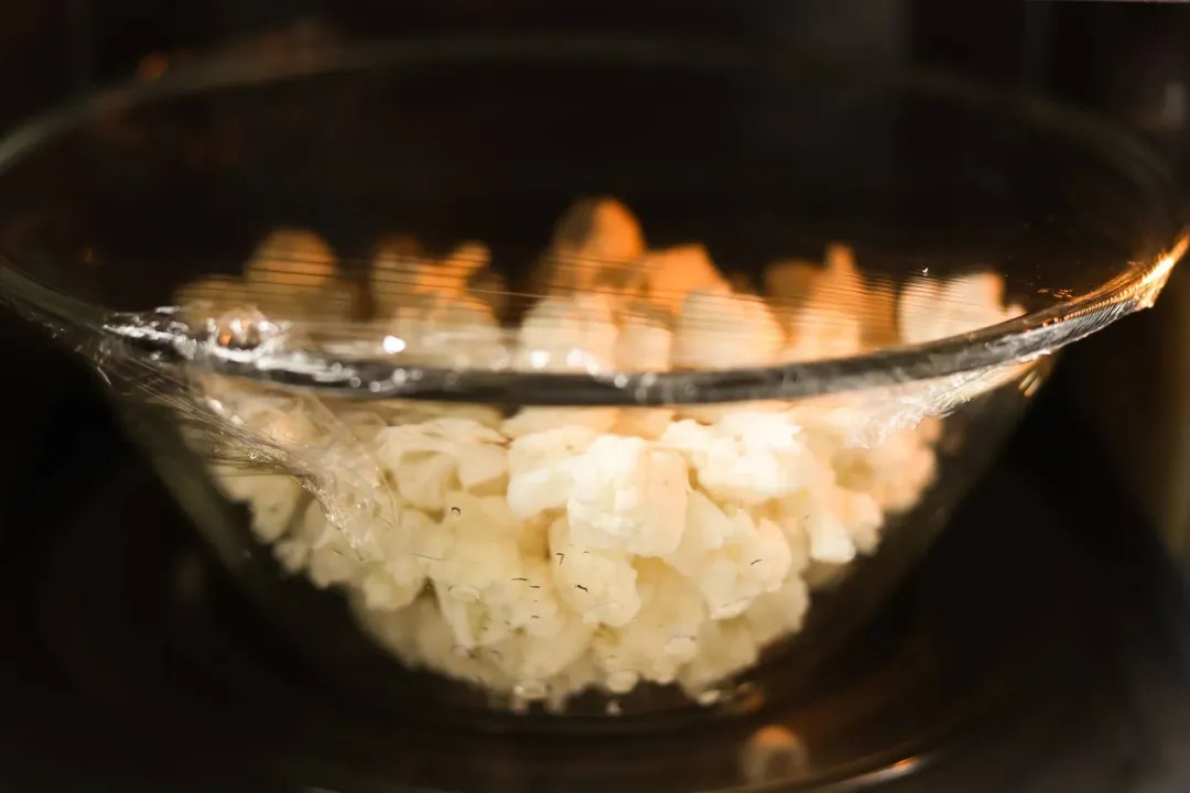 Microwave the cauliflower for parmesan