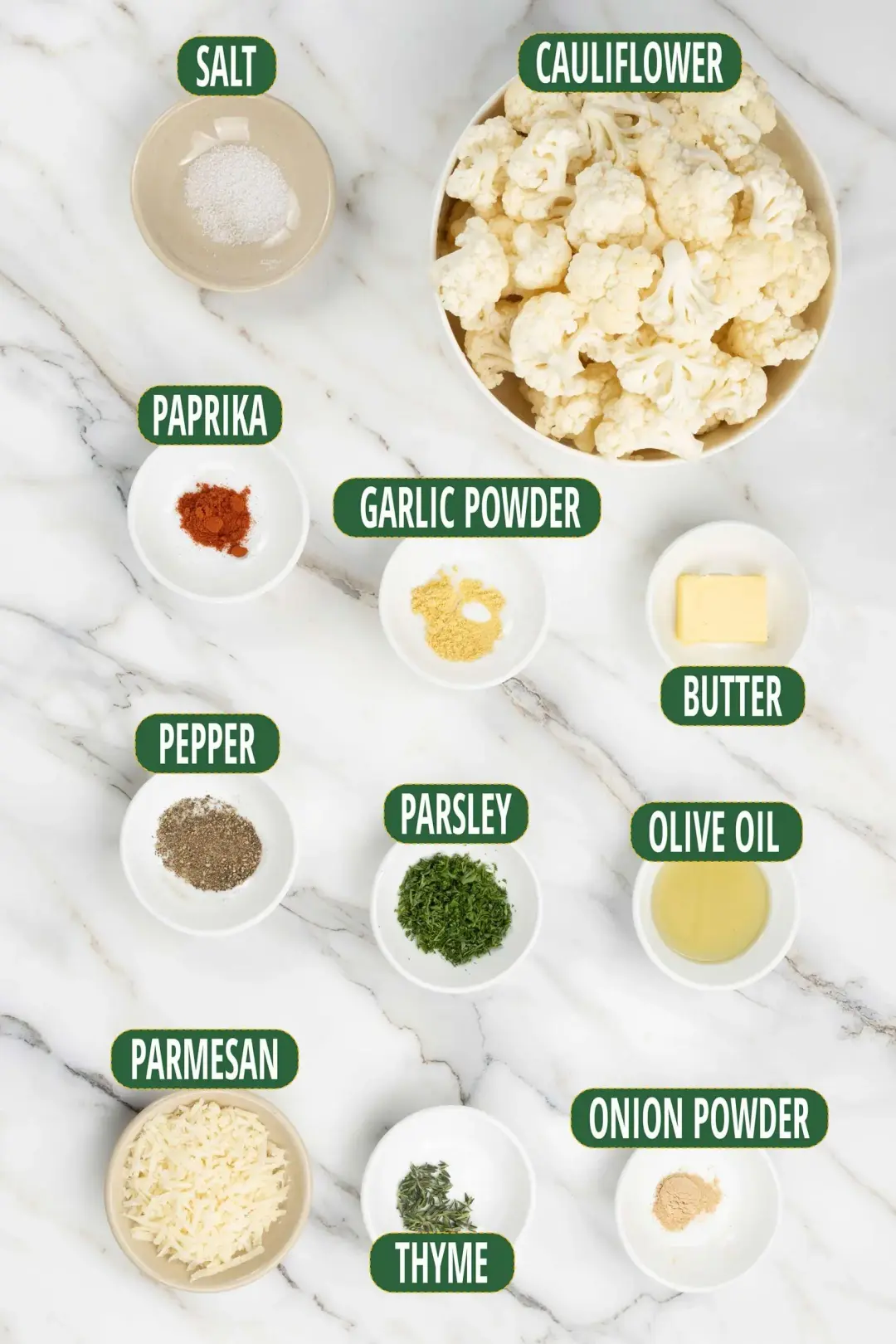 Roasted Cauliflower Ingredients scaled