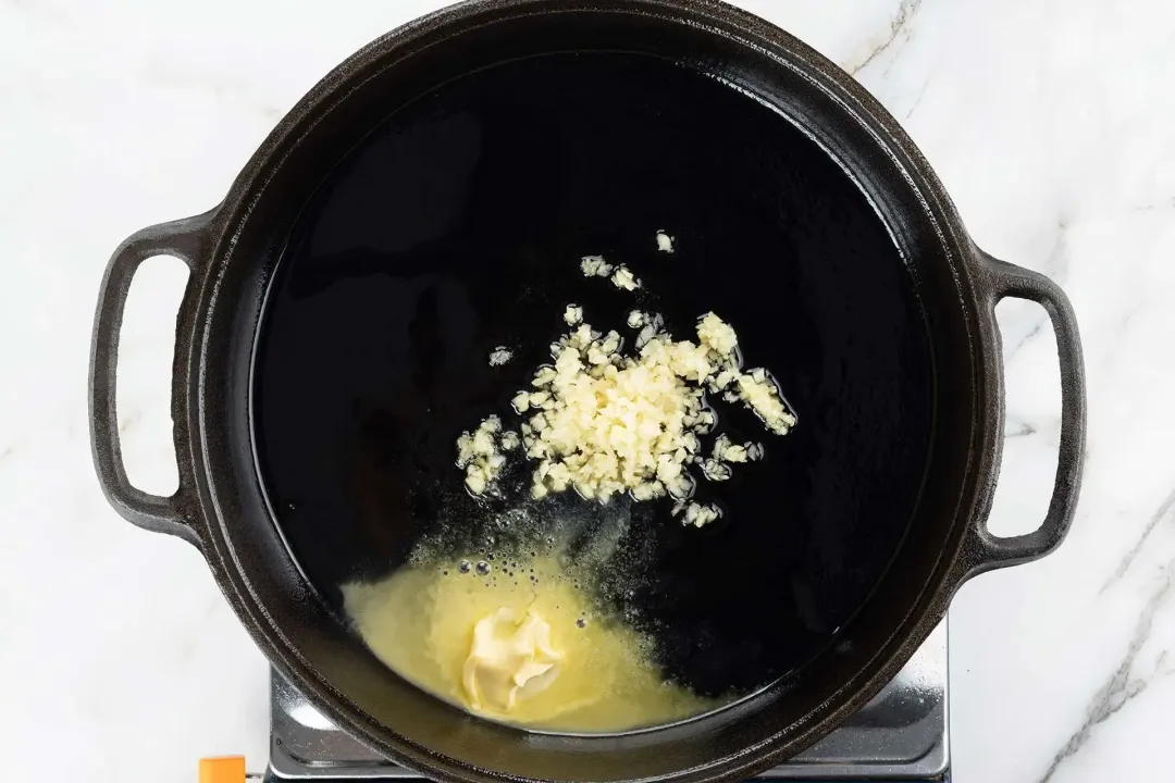 Saute garlic for cauliflower pasta