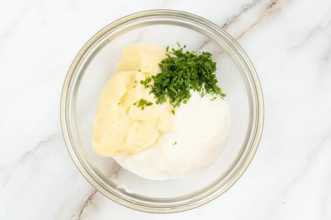 Whisk the mayo dipping sauce Cauliflower Hash Browns