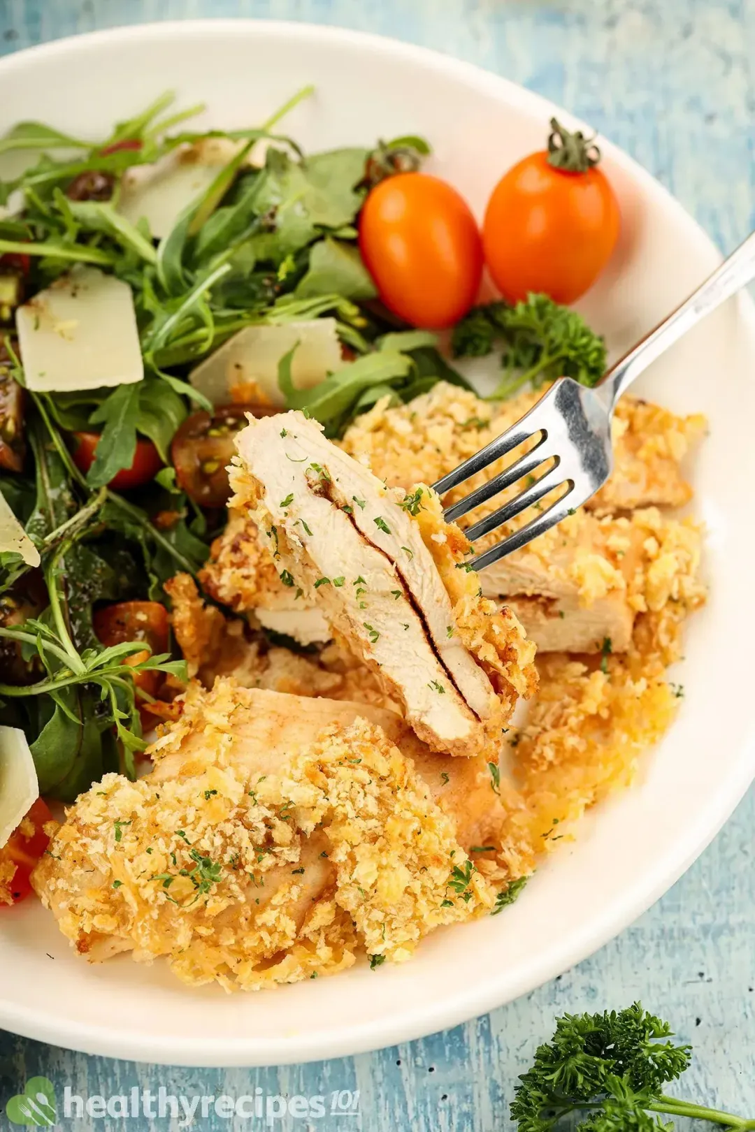 Air Fryer Chicken Milanese Recipe With a Fresh Arugula Salad