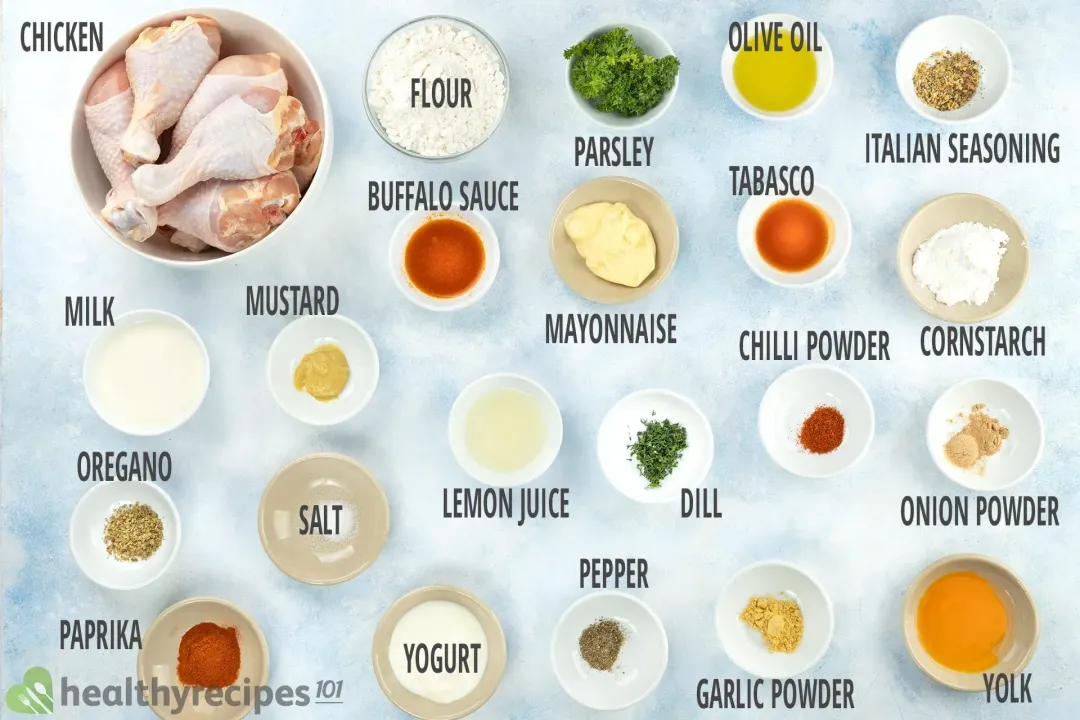 Ingredients for Air Fryer Buttermilk Fried Chicken