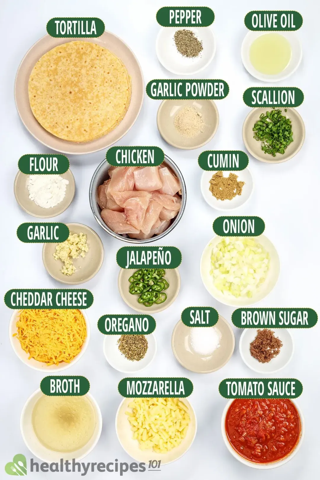 Ingredients for Air Fryer Chicken Enchiladas