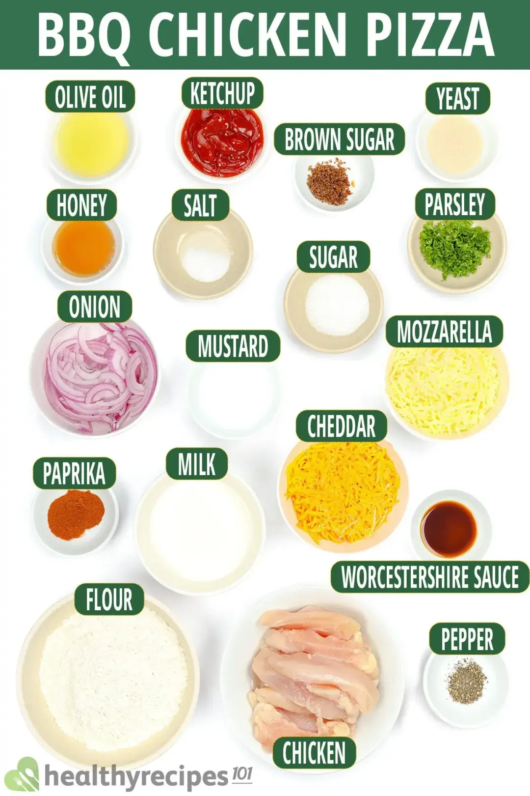 Ingredients for BBQ Chicken Pizza