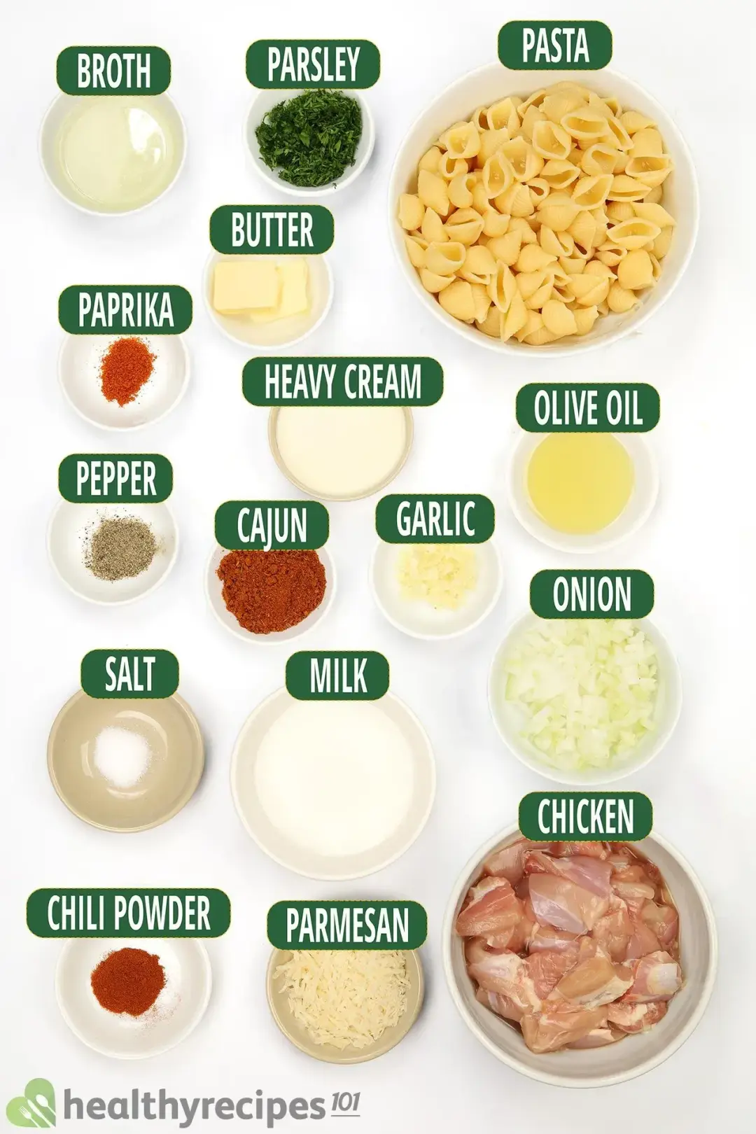 Ingredients for Cajun Chicken Pasta