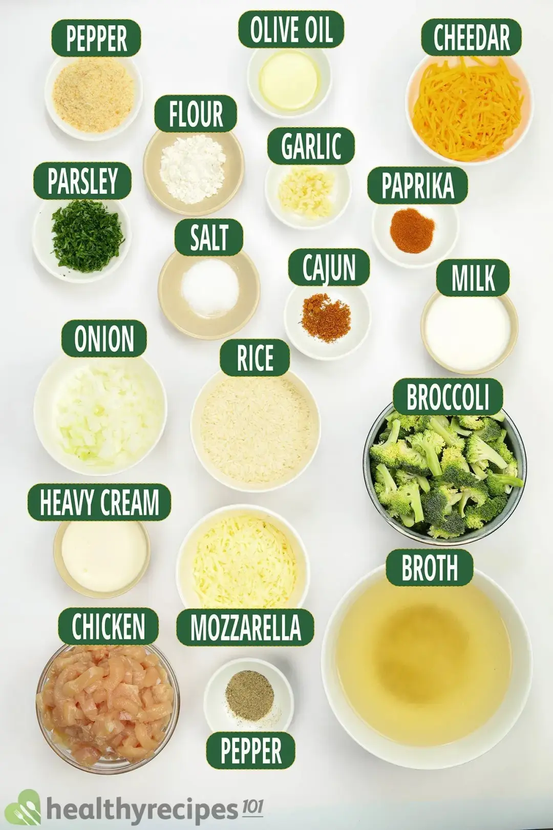 Ingredients for Chicken Broccoli Rice Casserole