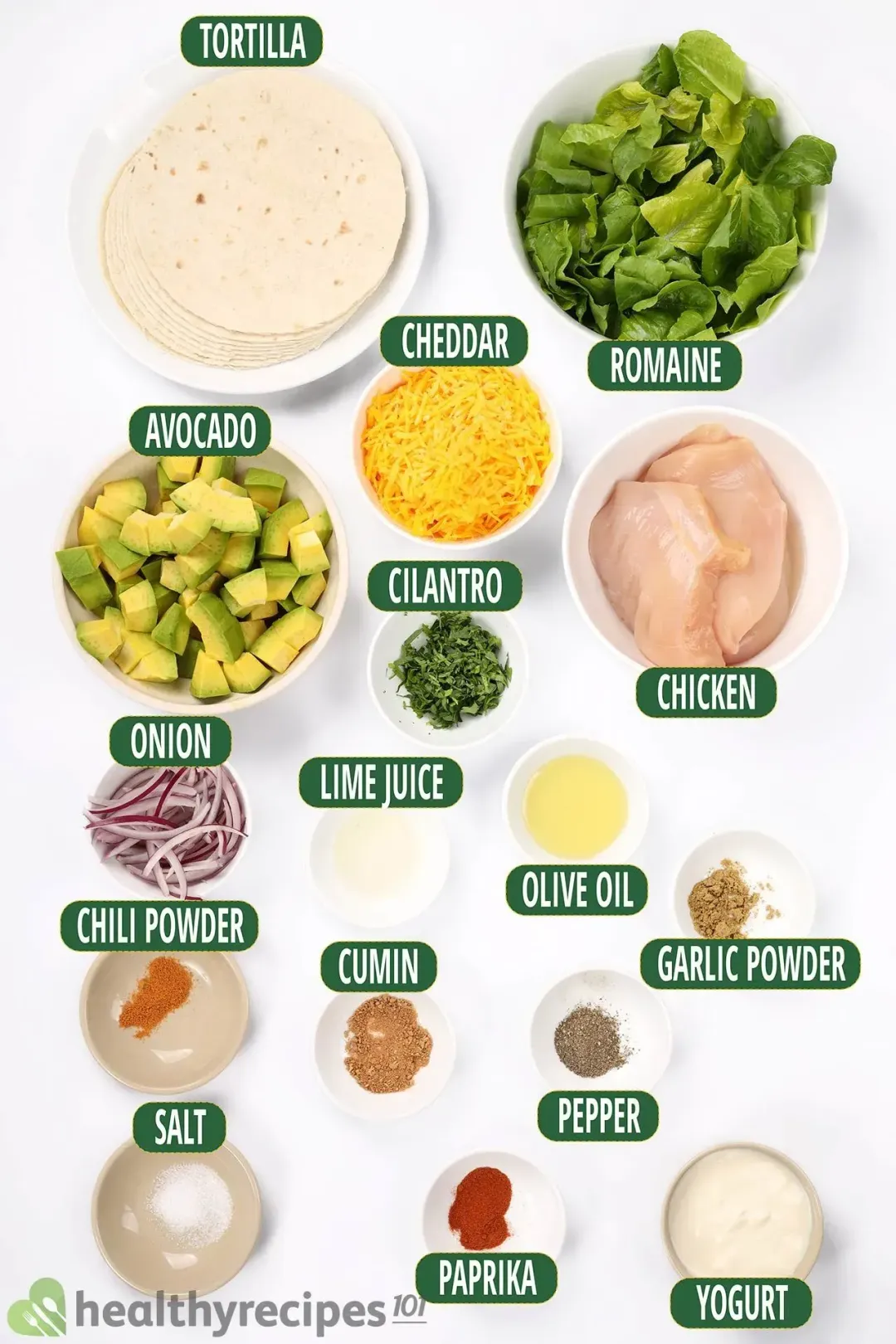 Ingredients for Chicken Flautas