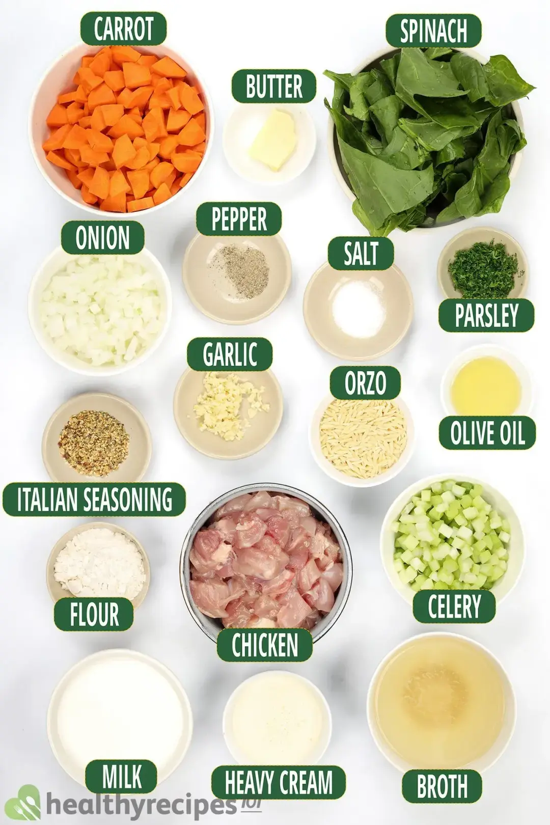 Ingredients for Chicken Florentine Soup