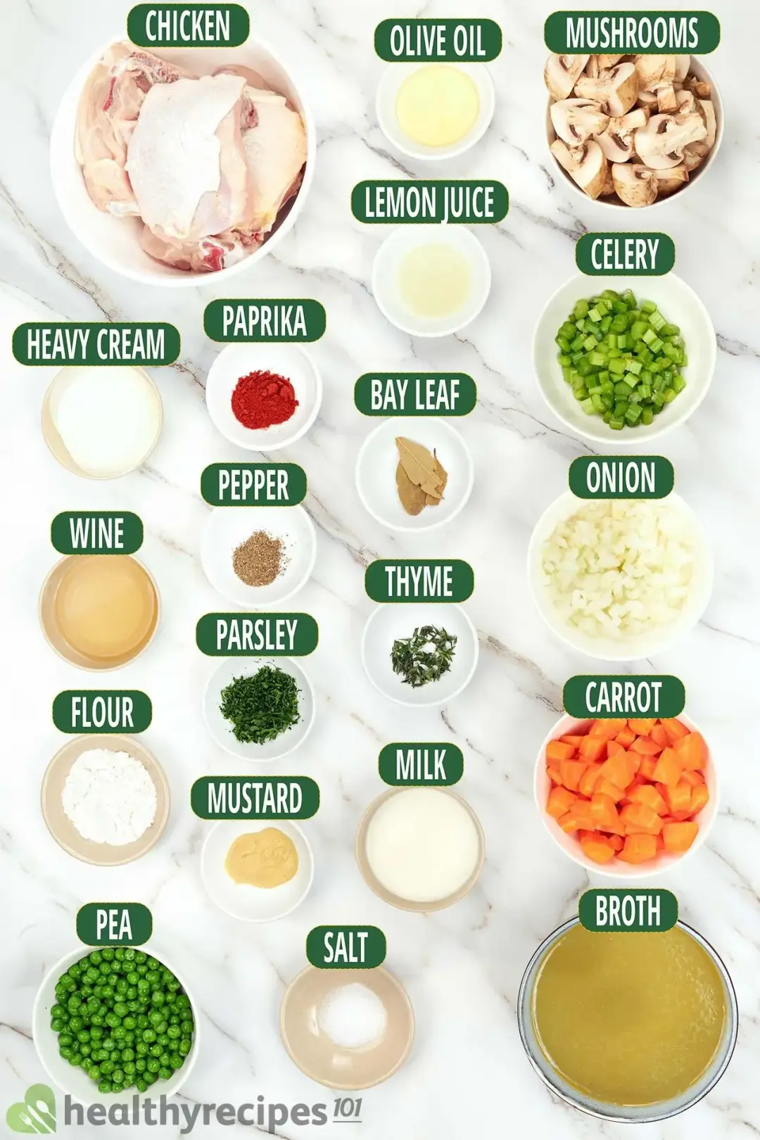 ingredients for chicken fricassee