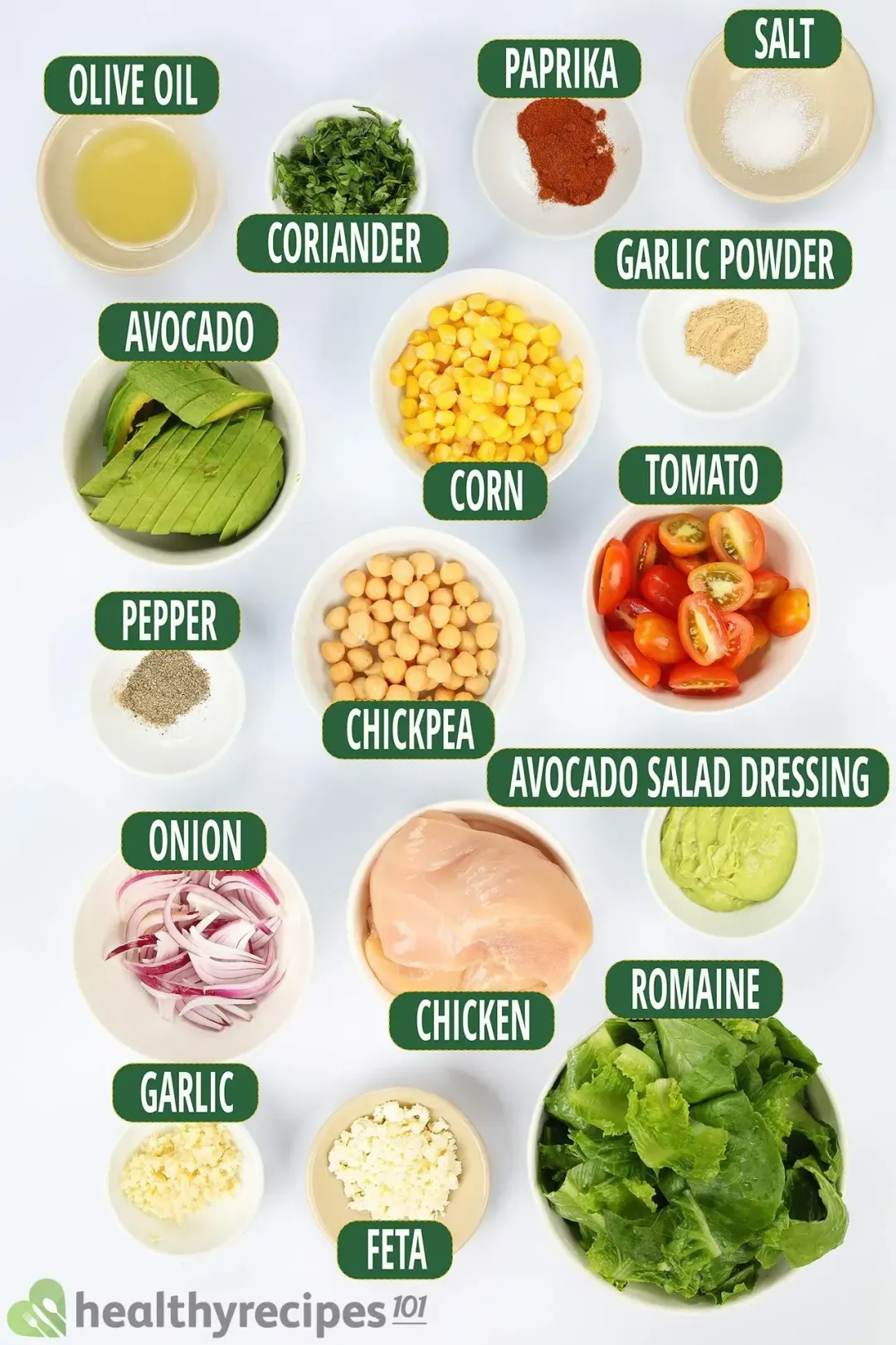 ingredients for Chicken Salad With Avocado Sauce
