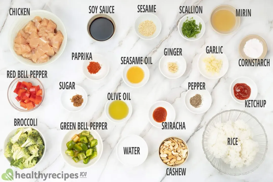 Main Ingredients for Cashew Chicken