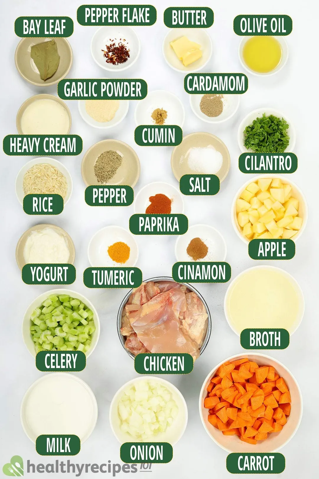 ingredient bowls for mulligatawny soup