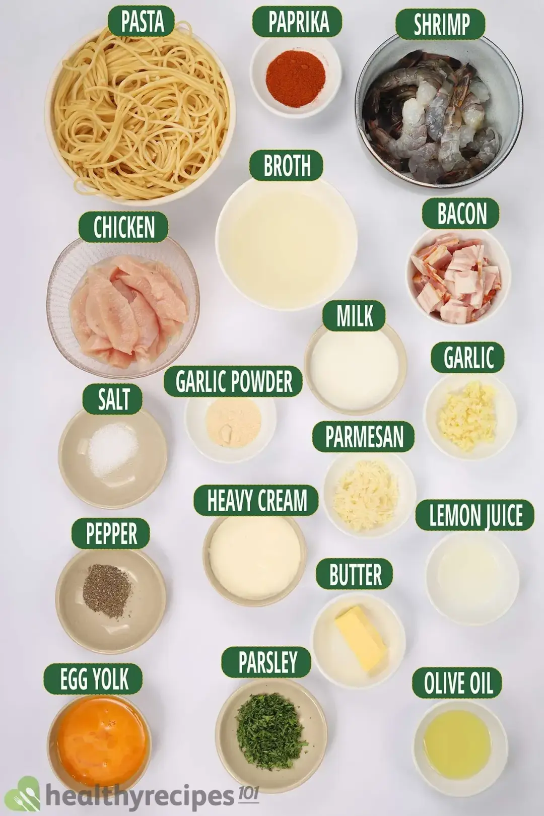 ngredients for Chicken and Shrimp Carbonara