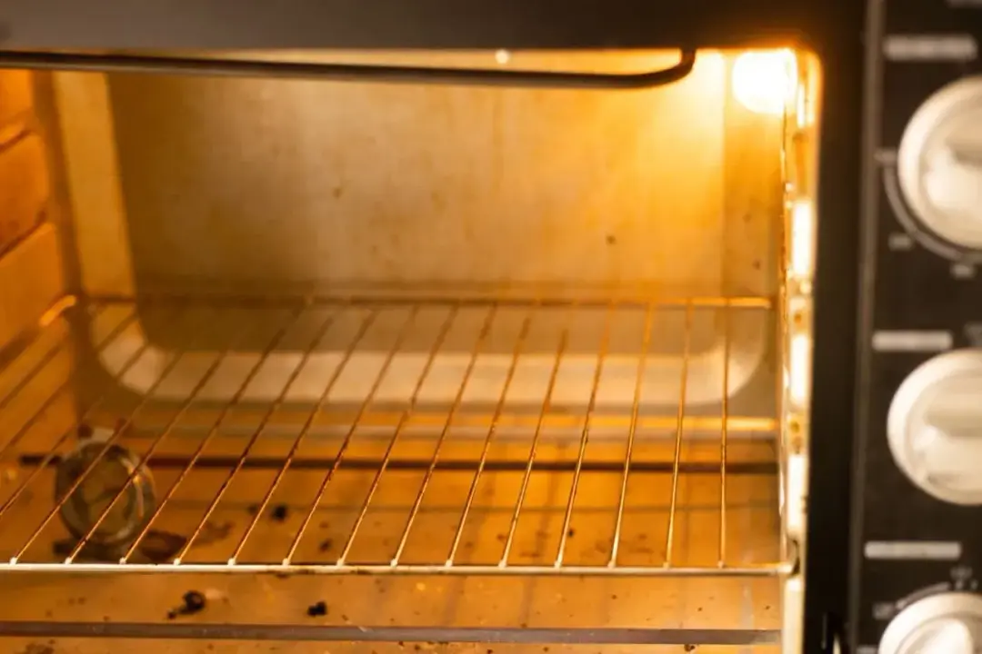 Interior of a preheating oven